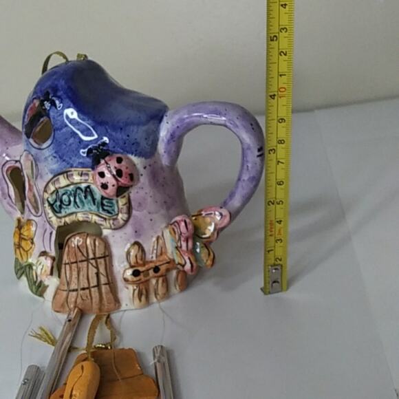Nantucket Fairy House Watering Can Wind Chime Ceramic Garden Theme Gnome House - Picture 12 of 12